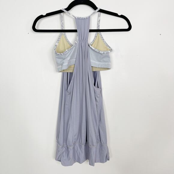 Lululemon Womens 4 No Limits Tank Top Fossil Gray Wee Stripe White Racerback - Picture 2 of 8